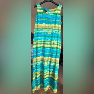 Spenser Jeremy Vintage 100% Silk Multi tone Tie-Dye Maxi Dress with Jacket